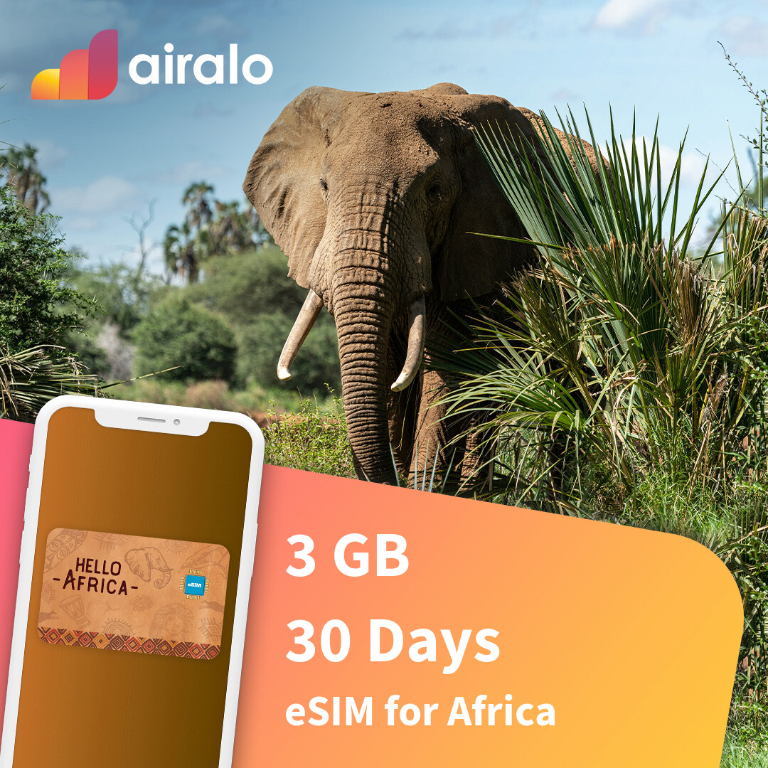 3 GB Africa travel eSIM valid for 30 days in 36 countries