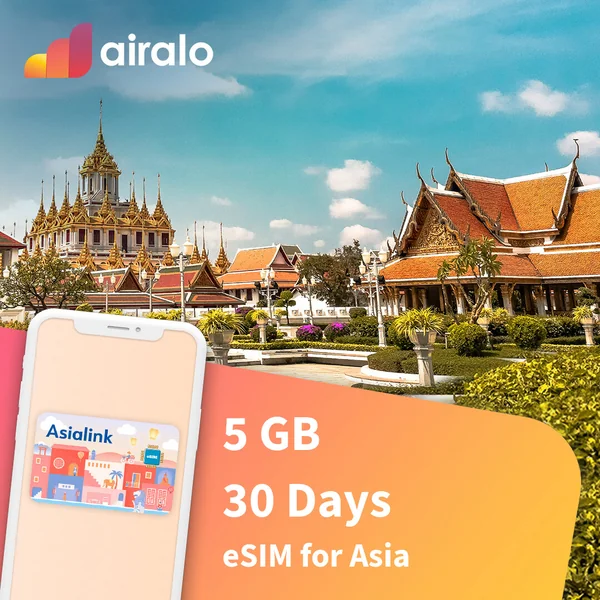 5 GB Asia travel eSIM valid for 30 days in 18 countries
