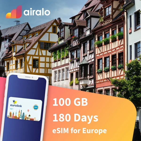100 GB Europe travel eSIM valid for 180 days in 42 countries