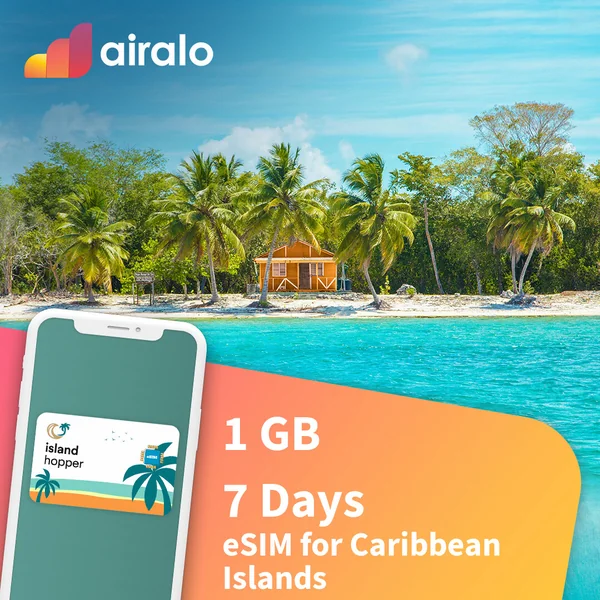 1 GB Caribbean Islands travel eSIM valid for 7 days in 26 countries