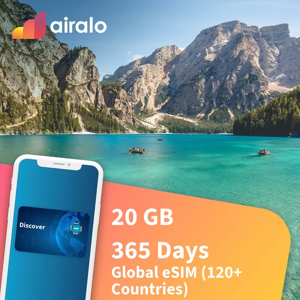 Global (international) travel eSIM | 20 GB, 200 mins of local calls, 200 SMS valid for 365 days in 137 countries