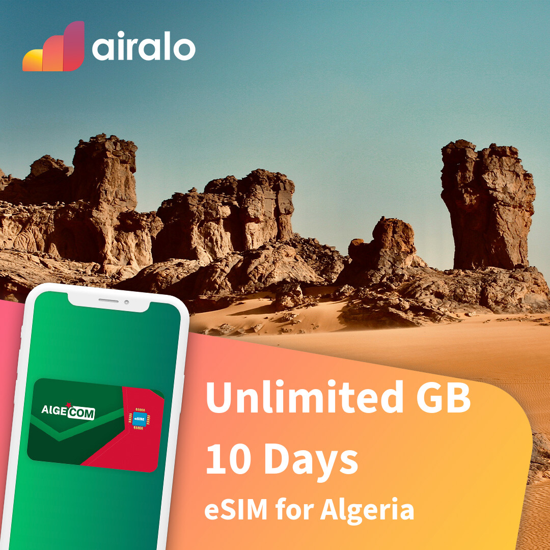 Unlimited GB Algeria travel eSIM valid for 10 days