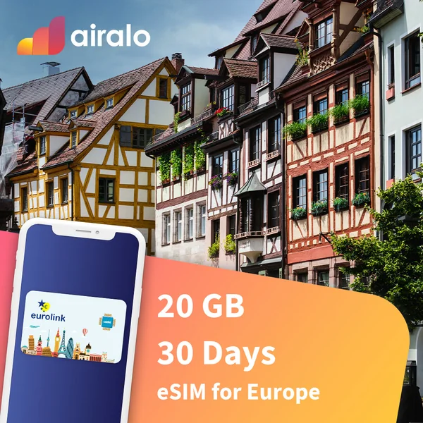 20 GB Europe travel eSIM valid for 30 days in 42 countries