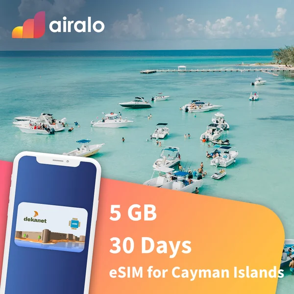 Cayman Islands travel eSIM | 5 GB, 50 mins of local calls, 50 SMS valid for 30 days